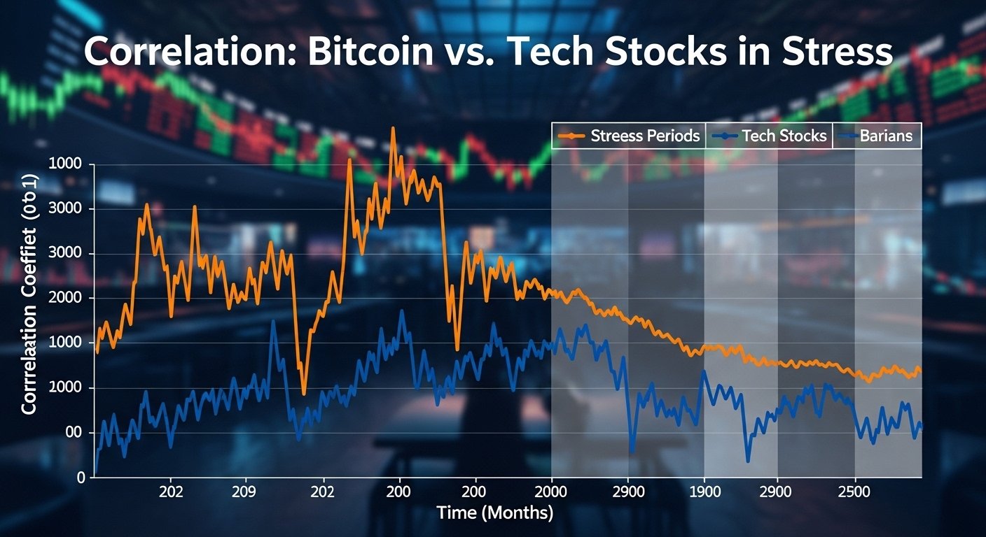 Correlation between Bitcoin and tech stocks during stress