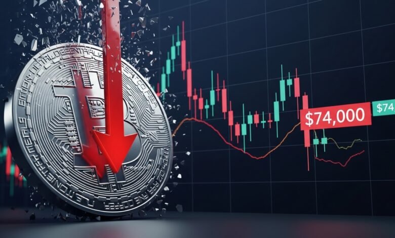 Bitcoin falls back to $74,000